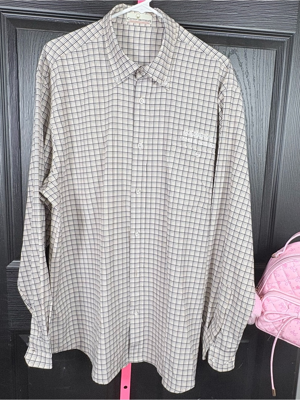 Cotton Brothers Beige Plaid Button-Down Shirt - Men's Casual